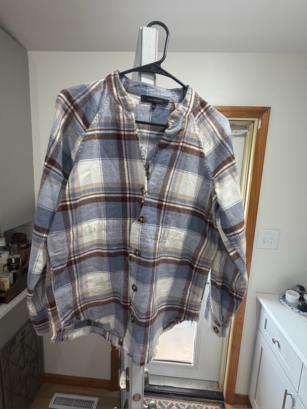 Blu Pepper Blue, Brown & Cream Plaid Button-Down Shirt